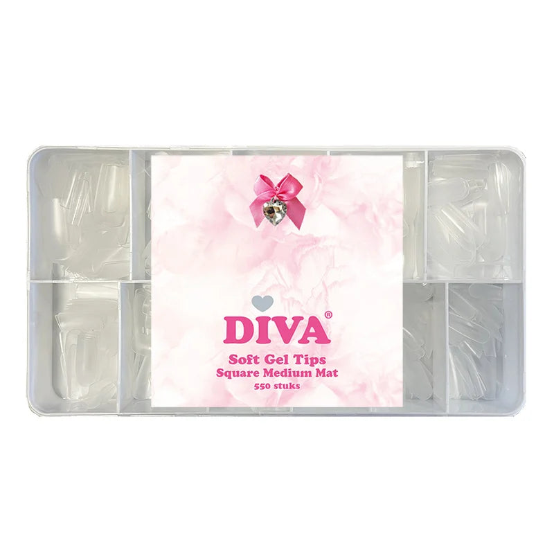 DIVA Soft Gel Tips Square Medium Mat 550pcs - 1+1 gratis