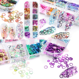 Nail Art Box Mirror Holographic Ring 12 colors