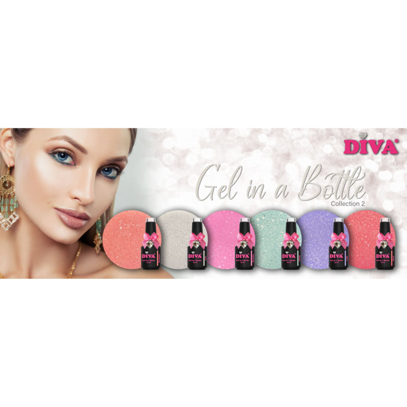 Diva Gel in a Bottle Shimmering Lovely Glow Collection 2 - 6x 15ml + Gratis Fineliner