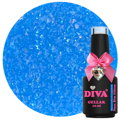 DIVA Gellak Neon Blue Glitter 10 ml