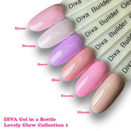 Diva Gel in a Bottle Shimmering Lovely Glow Collection 1 - 6x 15ml + Gratis Fineliner