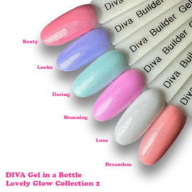 Diva Gel in a Bottle Shimmering Lovely Glow Collection 2 - 6x 15ml + Gratis Fineliner