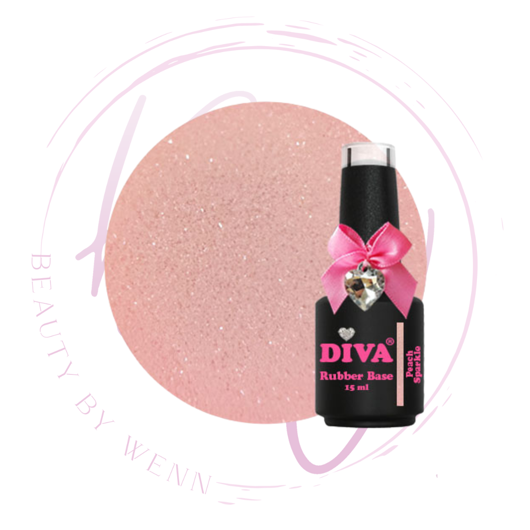 Diva Rubber Basecoat Peach Sparkle 15 ml