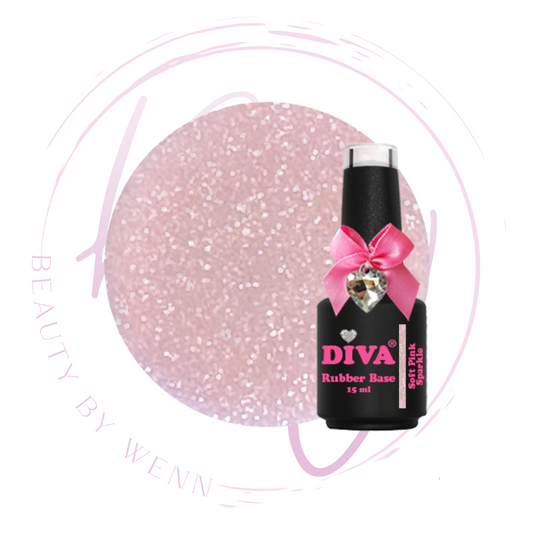 Diva Rubber Basecoat Soft Pink Sparkle 15 ml