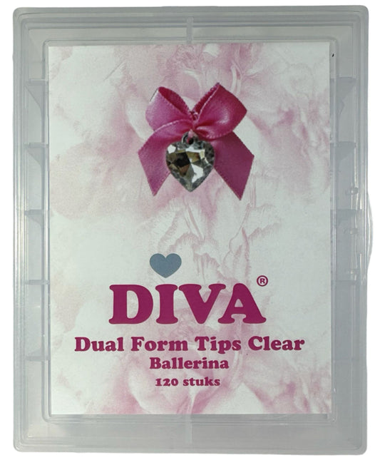 Dual Form Tips Clear Ballarina in Tipbox 120 pcs (halve tips)